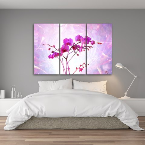 Obraz tryptyk na płótnie, Eteryczna orchidea - 150x100
