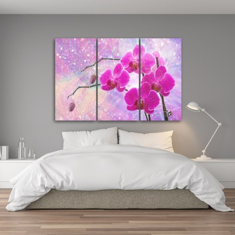 Obraz trzyczęściowy na płótnie, Eteryczna orchidea abstrakcja - 150x100
