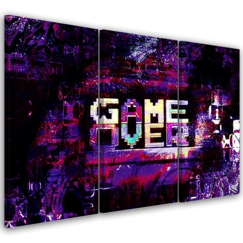 Obraz trzyczęściowy na płótnie, Abstrakcyjny napis Game Over - 60x40