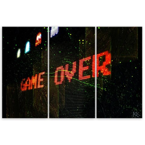 Obraz trzyczęściowy na płótnie, Game Over dla gracza - 90x60
