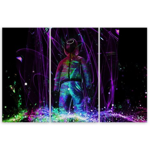 Obraz trzyczęściowy na płótnie, Neon gracz - 90x60