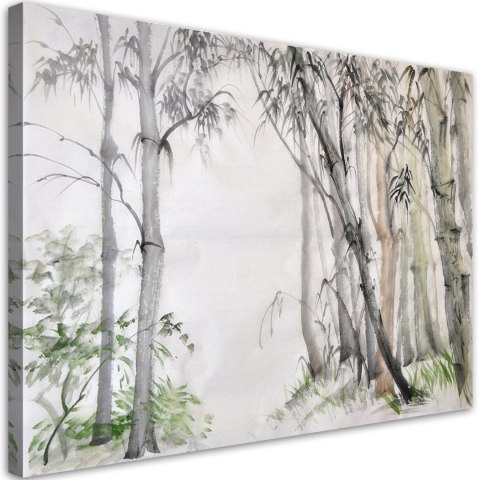 Obraz na płótnie, Las szarych drzew malowany - 90x60