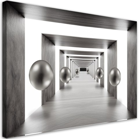 Obraz na płótnie, Tunel srebrne kule 3D - 90x60
