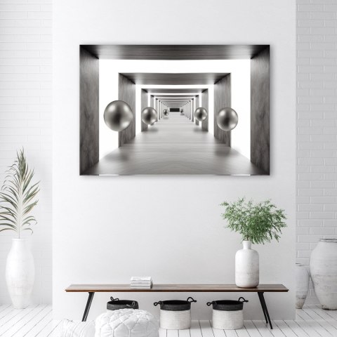 Obraz na płótnie, Tunel srebrne kule 3D - 90x60