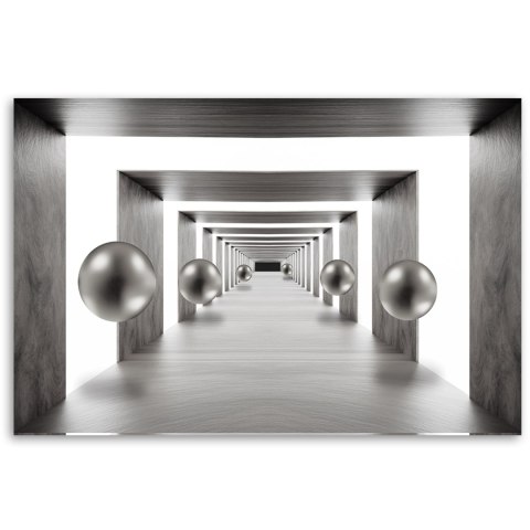 Obraz na płótnie, Tunel srebrne kule 3D - 90x60
