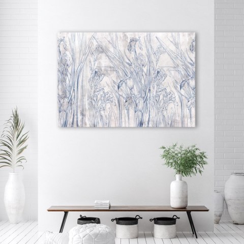 Obraz, Niebieskie kontury kwiatów - 60x40