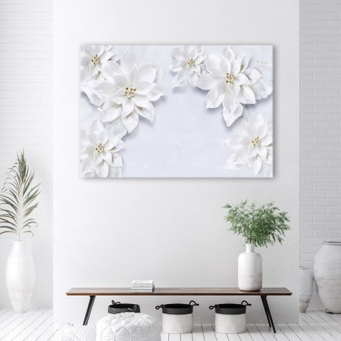 Obraz na płótnie, Śnieżno Białe Kwiaty Rośliny - 90x60