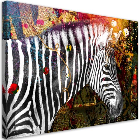 Obraz na płótnie, Zebra na kolorowym tle - 100x70