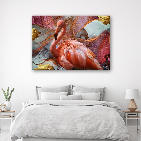 Obraz, Różowy flaming abstrakcja - 90x60