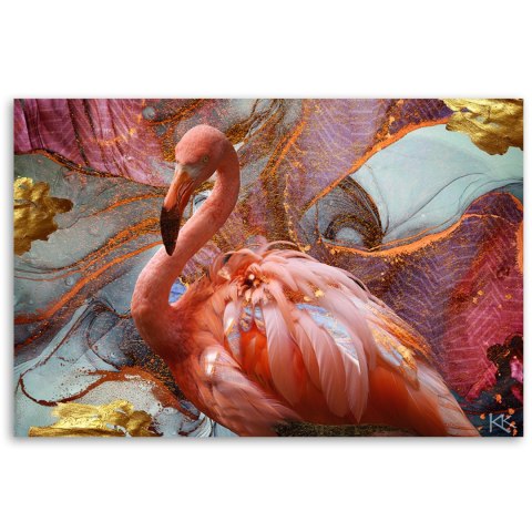 Obraz na płótnie, Różowy flaming abstrakcja - 60x40