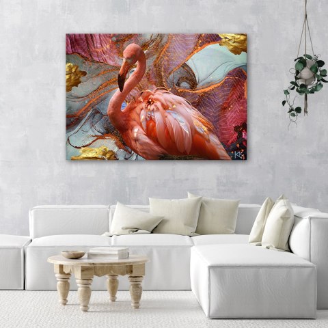 Obraz na płótnie, Różowy flaming abstrakcja - 90x60