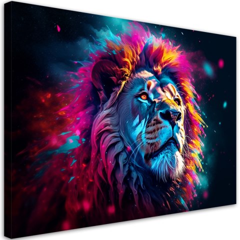Obraz, Neon Lew Zwierzę Afryka - 100x70