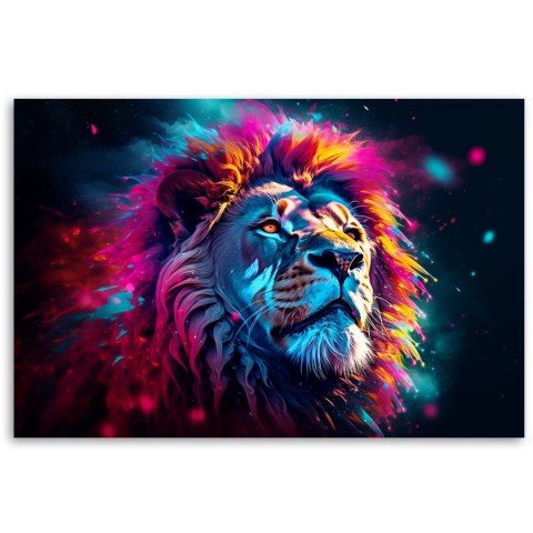 Obraz, Neon Lew Zwierzę Afryka - 90x60