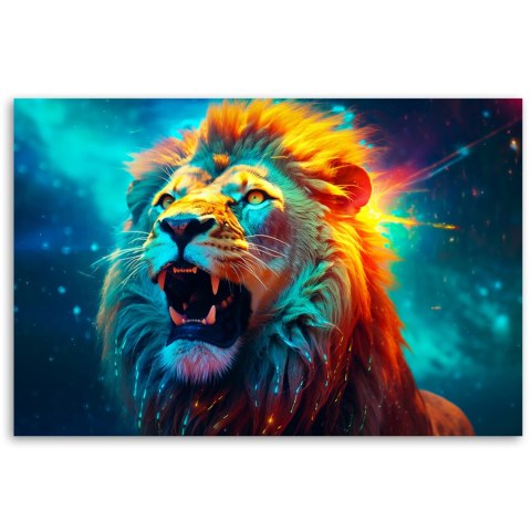 Obraz na płótnie, Abstrakcyjny Lew Neon AI - 120x80