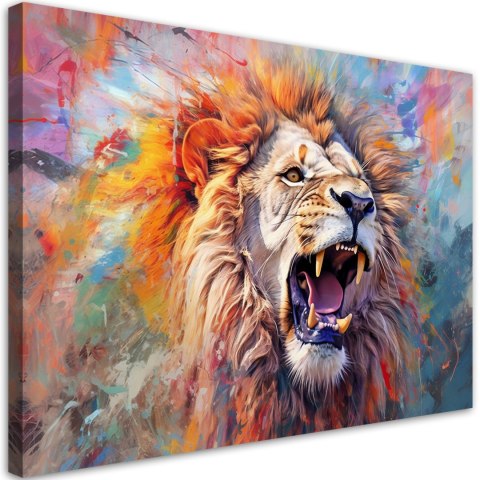 Obraz na płótnie, Groźny Lew Abstrakcja - 60x40
