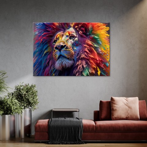 Obraz na płótnie, Neon Lew Afryka AI - 90x60