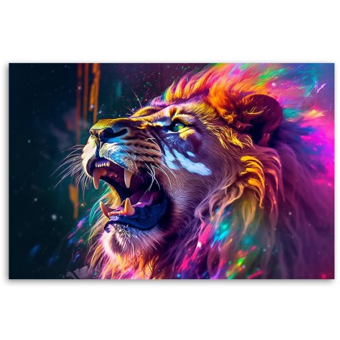 Obraz na płótnie, Ryk Lwa Neon Abstrakcja - 100x70