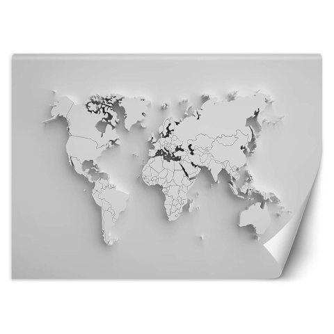 Fototapeta, Biała mapa świata 3D - 100x70