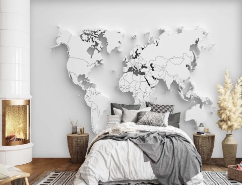 Fototapeta, Biała mapa świata 3D - 150x105