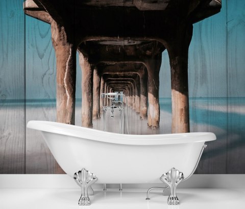 Fototapeta, Tunel drewniany pod molo - 200x140