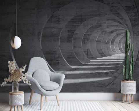 Fototapeta, Tunel szary 3D - 368x254