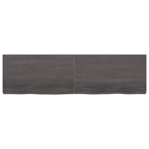 Półka, ciemnoszara, 180x50x6 cm, wykończone lite drewno dębowe