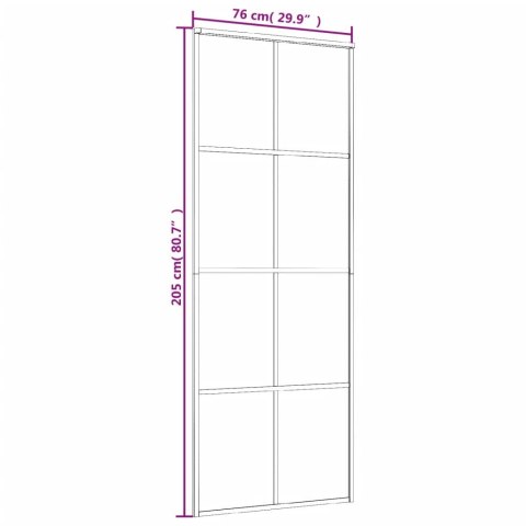 Drzwi przesuwne, czarne, 76x205 cm, szkło ESG i aluminium