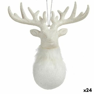 Ozdoby świąteczne Krist+ Biały Plastikowy Brokat Renifer 14 x 15,5 x 7 cm (24 Sztuk)