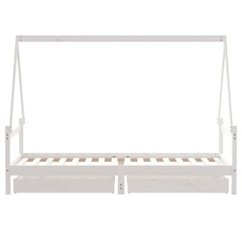 Rama łóżka dziecięcego z szufladami, biała, 90x200 cm, sosnowa