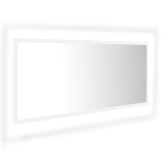 Lustro łazienkowe z LED, białe, 100x8,5x37 cm, akryl
