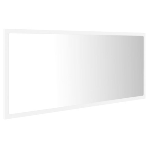 Lustro łazienkowe z LED, białe, 100x8,5x37 cm, akryl