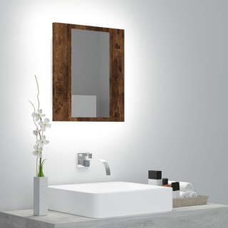 Szafka łazienkowa z lustrem i LED, przydymiony dąb, 40x12x45 cm