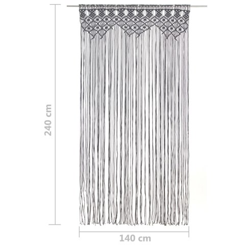 Zasłona z makramy, antracyt, 140 x 240 cm, bawełna