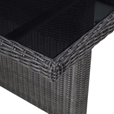 Stół ogrodowy, czarny, 200x100x74 cm, szkło i rattan PE