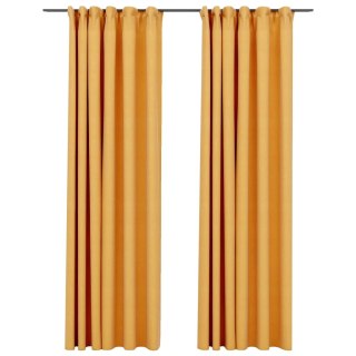 Zasłony stylizowane na lniane, 2 szt., żółte, 140x245 cm