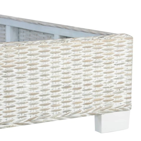 Rama łóżka, szara, naturalny rattan, 140 x 200 cm