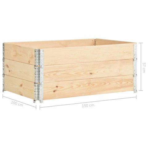 Podniesione grządki, 3 szt., 100x150 cm, lite drewno sosnowe