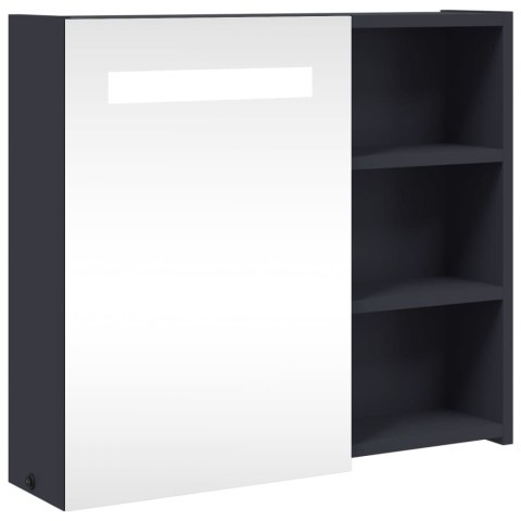 Szafka łazienkowa z lustrem i LED, szara, 60x13x52 cm
