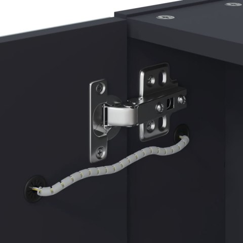 Szafka łazienkowa z lustrem i LED, szara, 60x13x52 cm