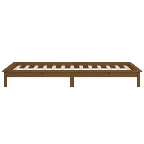 Rama łóżka z LED, miodowy brąz 75x190 cm, pojedyncza, drewniana