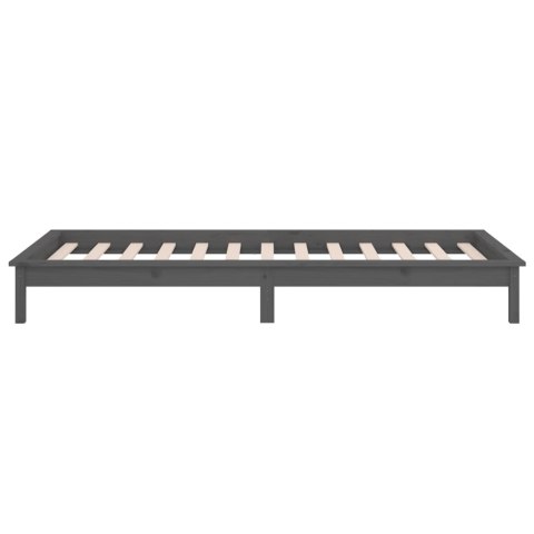 Rama łóżka z LED, szara, 75x190 cm, pojedyncza, lite drewno