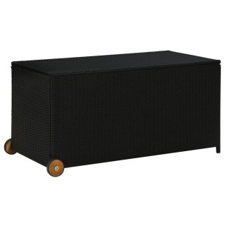 Skrzynia ogrodowa, czarna, 120x65x61 cm, rattan PE