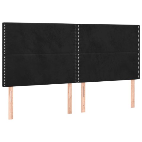 Rama łóżka z zagłówkiem, czarna, 200x200 cm, aksamitna