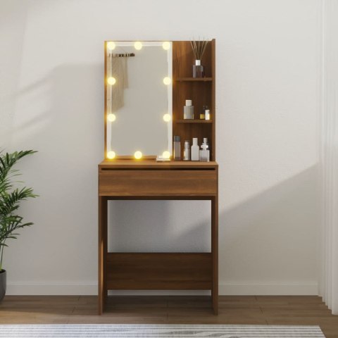 Toaletka z LED, brązowy dąb, 60x40x140 cm