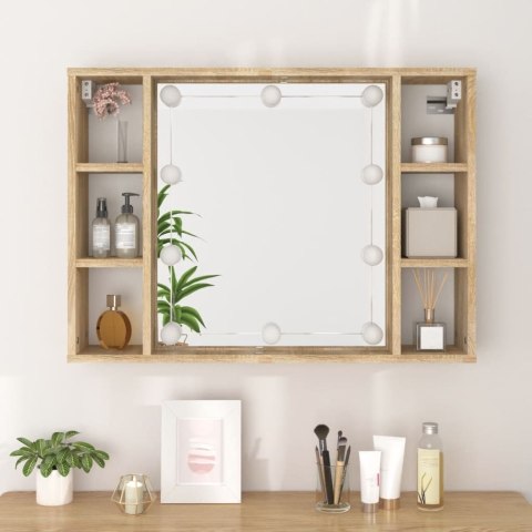 Szafka z lustrem i oświetleniem LED, dąb sonoma, 76x15x55 cm