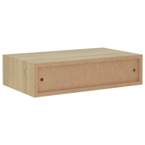 Półka ścienna z szufladą, kolor dębu, 40 x 23,5 x 10 cm, MDF