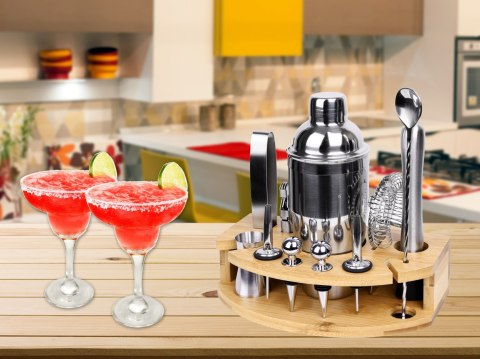 Zestaw barmański shaker do drinków CHESTER stojak 12 elementów
