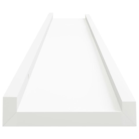 Półki ścienne na zdjęcia, 2 szt., białe, 80x9x3 cm, MDF