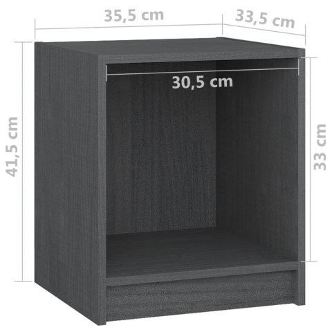 Szafki nocne, 2 szt., szare, 35,5x33,5x41,5 cm, drewno sosnowe