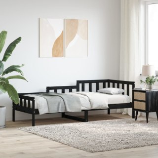 Łóżko dzienne, czarne, 80x200 cm, lite drewno sosnowe